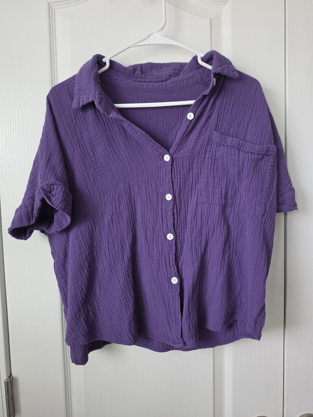 Casual Button-Front Women’s Top in Purple